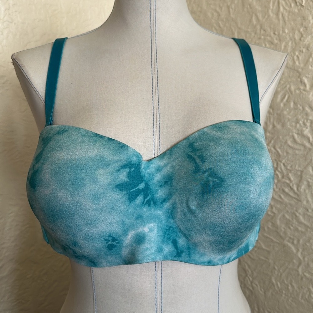Victoria’s Secret Pink Multi-Way Wireless Bra Blue Tie Dye Strapless XXL Lined